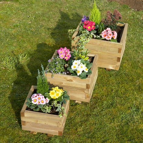 CÉMONJARDIN Jardinière Carrée En Bois Avec Feutre Géotextile Primo 40 – Image 3