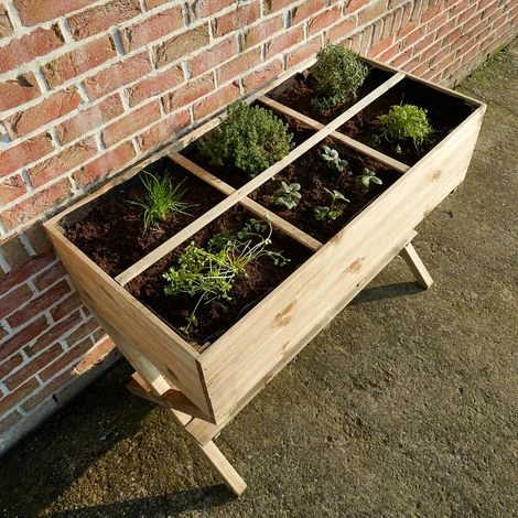 CÉMONJARDIN Potager Sur Pieds Croisés En Bois Traité 1 Bac 120x60cm