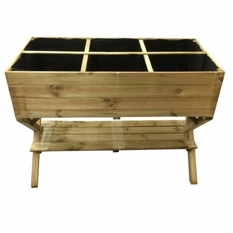 CÉMONJARDIN Potager Sur Pieds Croisés En Bois Traité 1 Bac 120x60cm – Image 3
