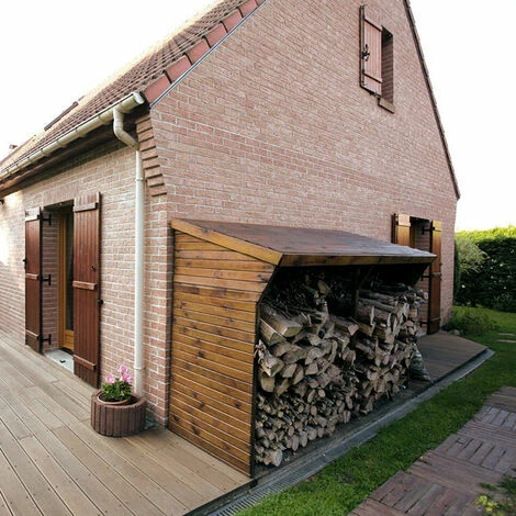 CÉMONJARDIN Abri Bûches En Bois Ottawa 5 Stères + Bûcher Chevalet Offert – Image 2