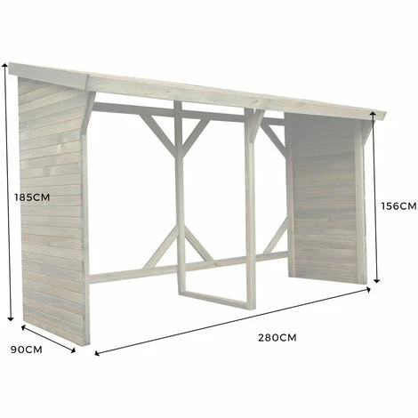 CÉMONJARDIN Abri Bûches En Bois Ottawa 5 Stères + Bûcher Chevalet Offert – Image 5