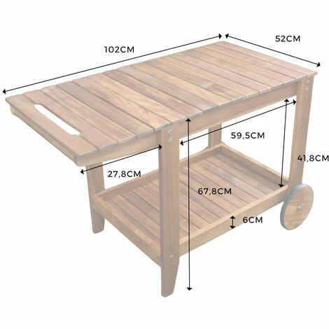 CÉMONJARDIN Desserte Contemporaine Sur Roulettes En Acacia – Image 3