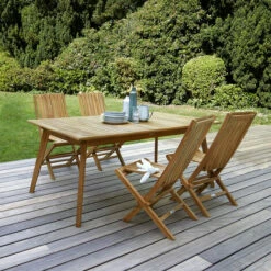 CÉMONJARDIN Salon De Jardin Bali En Teck Grade C : Table Rectangulaire + 4 Chaises
