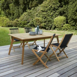 CÉMONJARDIN Salon Bali En Corde Et Teck Grade C : Table Rectangulaire + 4 Chaises