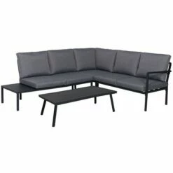 CÉMONJARDIN Salon De Jardin Bas En Aluminium Gris Foncé - 5 Places