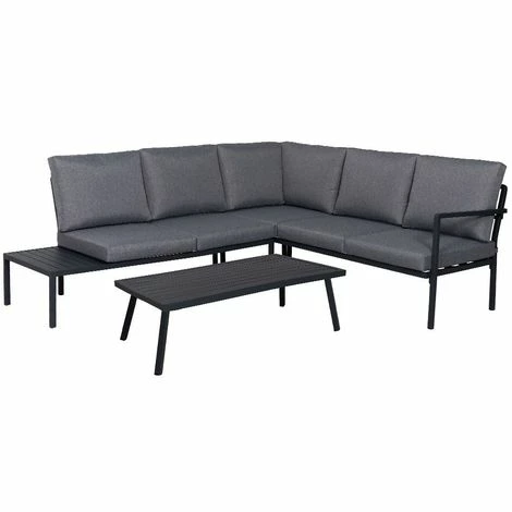 CÉMONJARDIN Salon De Jardin Bas En Aluminium Gris Foncé - 5 Places