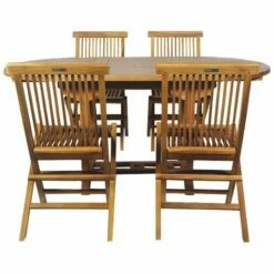 CÉMONJARDIN Salon De Jardin En Teck Grade C Lombok : Table Ronde + 4 Chaises