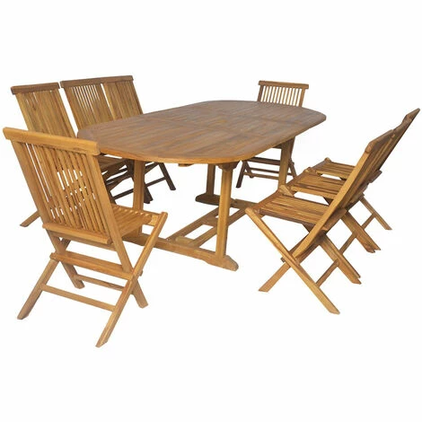 CÉMONJARDIN Salon De Jardin En Teck Grade C Lombok : Table Ovale + 8 Chaises – Image 2