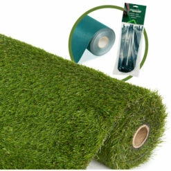 CÉMONJARDIN Kit 8 M² De Gazon Synthétique 40 Mm - 2 Rouleaux 4 X 1 M