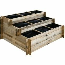 CÉMONJARDIN Carré Potager à étages En Bois Traité 120 X 100 Cm