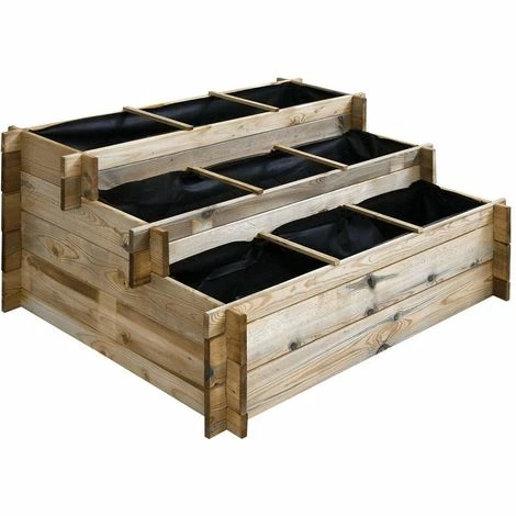 CÉMONJARDIN Carré Potager à étages En Bois Traité 120 X 100 Cm