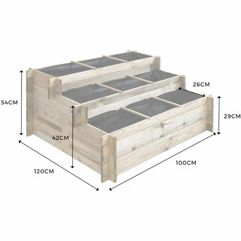 CÉMONJARDIN Carré Potager à étages En Bois Traité 120 X 100 Cm – Image 2