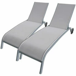 CÉMONJARDIN Lot De 2 Bains De Soleil Seattle Gris - Alu Et Textilène