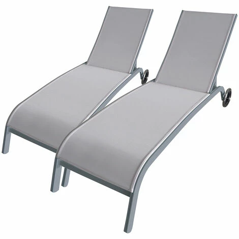 CÉMONJARDIN Lot De 2 Bains De Soleil Seattle Gris - Alu Et Textilène