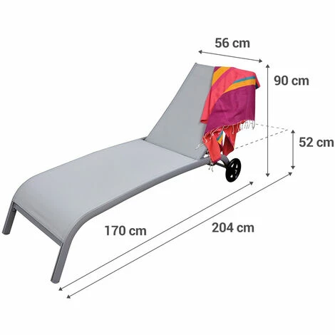 CÉMONJARDIN Lot De 2 Bains De Soleil Seattle Gris - Alu Et Textilène – Image 5