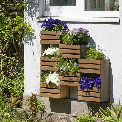 CÉMONJARDIN Etagère à Plantes Murale En Bois 7 Bacs