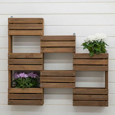 CÉMONJARDIN Etagère à Plantes Murale En Bois 7 Bacs – Image 5