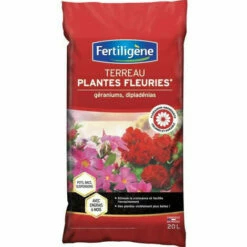 FERTILIGENE - Terreau Plantes Fleuries, Géraniums, Dipladénias  20l