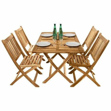 CÉMONJARDIN Salon De Jardin Rectangulaire En Acacia Fidgi - 4 Chaises