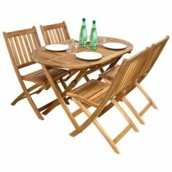 CÉMONJARDIN Salon De Jardin Ovale En Acacia Fidgi - 4 Chaises